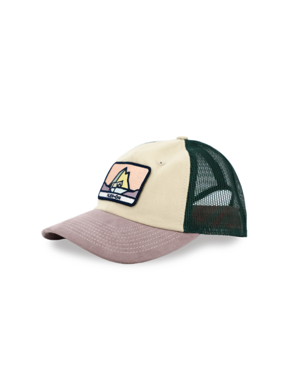 Casquette trucker cream avec patch Pic d'Ossau et cheval, Flex-on