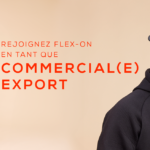 2 cavalier avec une inscription au milieu "Rejoignez flex-on en tant que commercial(e) export"